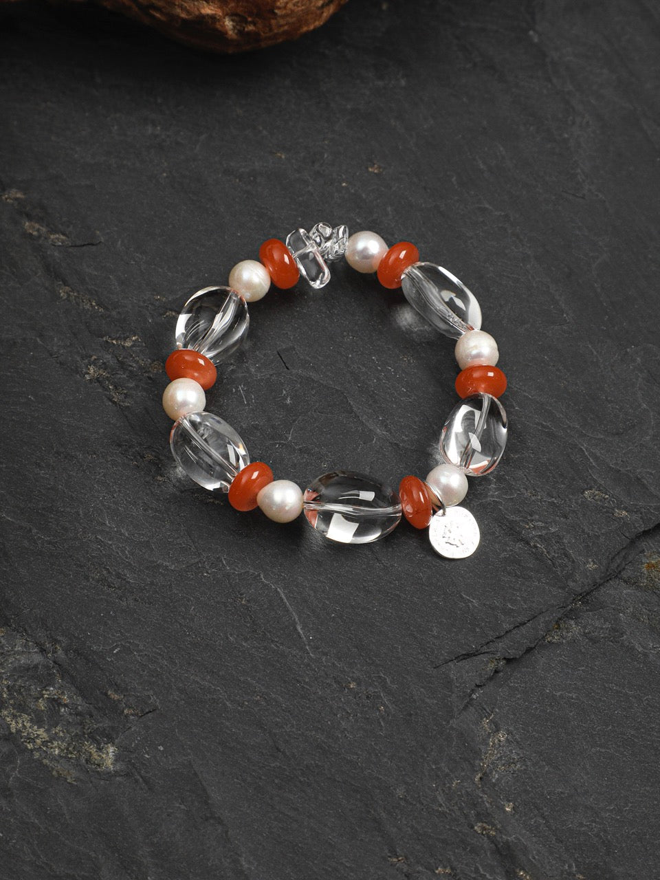 CRIMSON VINE Clear Quartz & Red Agate Bracelet — SITU mineral jewelry detail