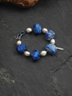 DEEP AZURE Lapis & Pearl Bracelet — SITU mineral jewelry detail