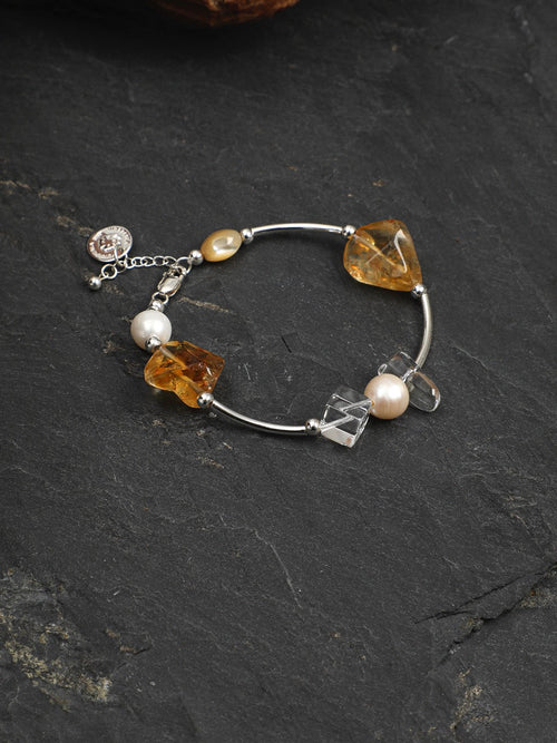 AMBER EDGE Citrine & Quartz Bracelet — SITU mineral jewelry detail