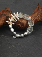 GHOST VINE Green Quartz & Grey Pearl Bracelet — SITU mineral jewelry detail