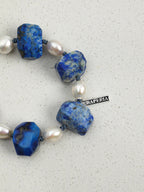 DEEP AZURE Lapis & Pearl Bracelet — SITU mineral jewelry detail