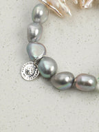 GHOST VINE Green Quartz & Grey Pearl Bracelet — SITU mineral jewelry detail