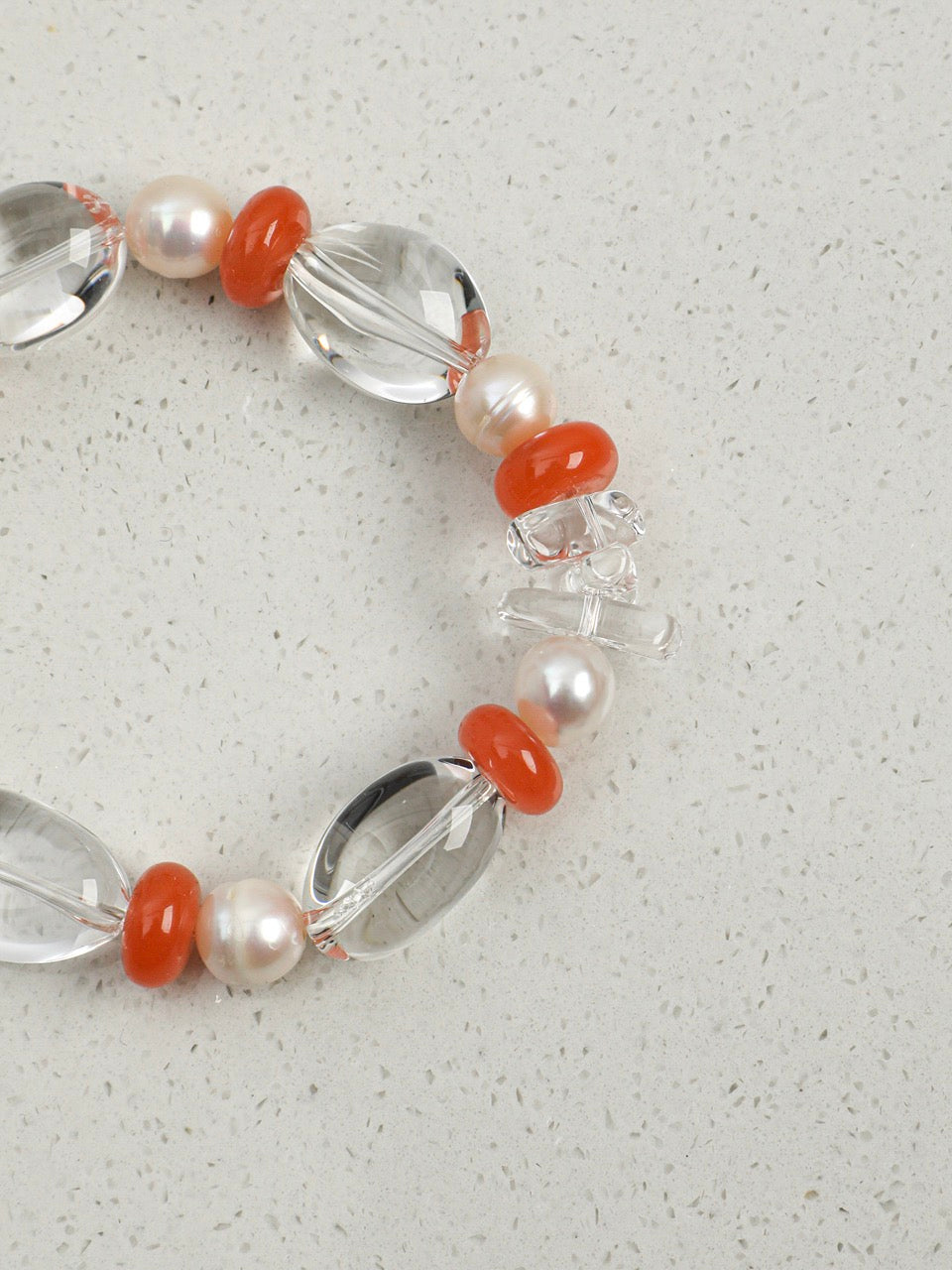 CRIMSON VINE Clear Quartz & Red Agate Bracelet — SITU mineral jewelry detail