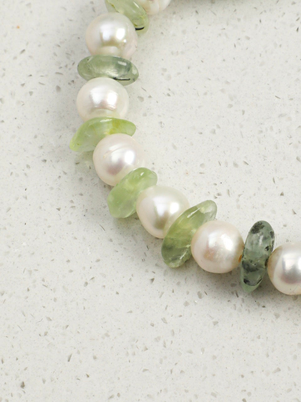 LEMON VINE Green Quartz & Prehnite Bracelet — SITU mineral jewelry detail