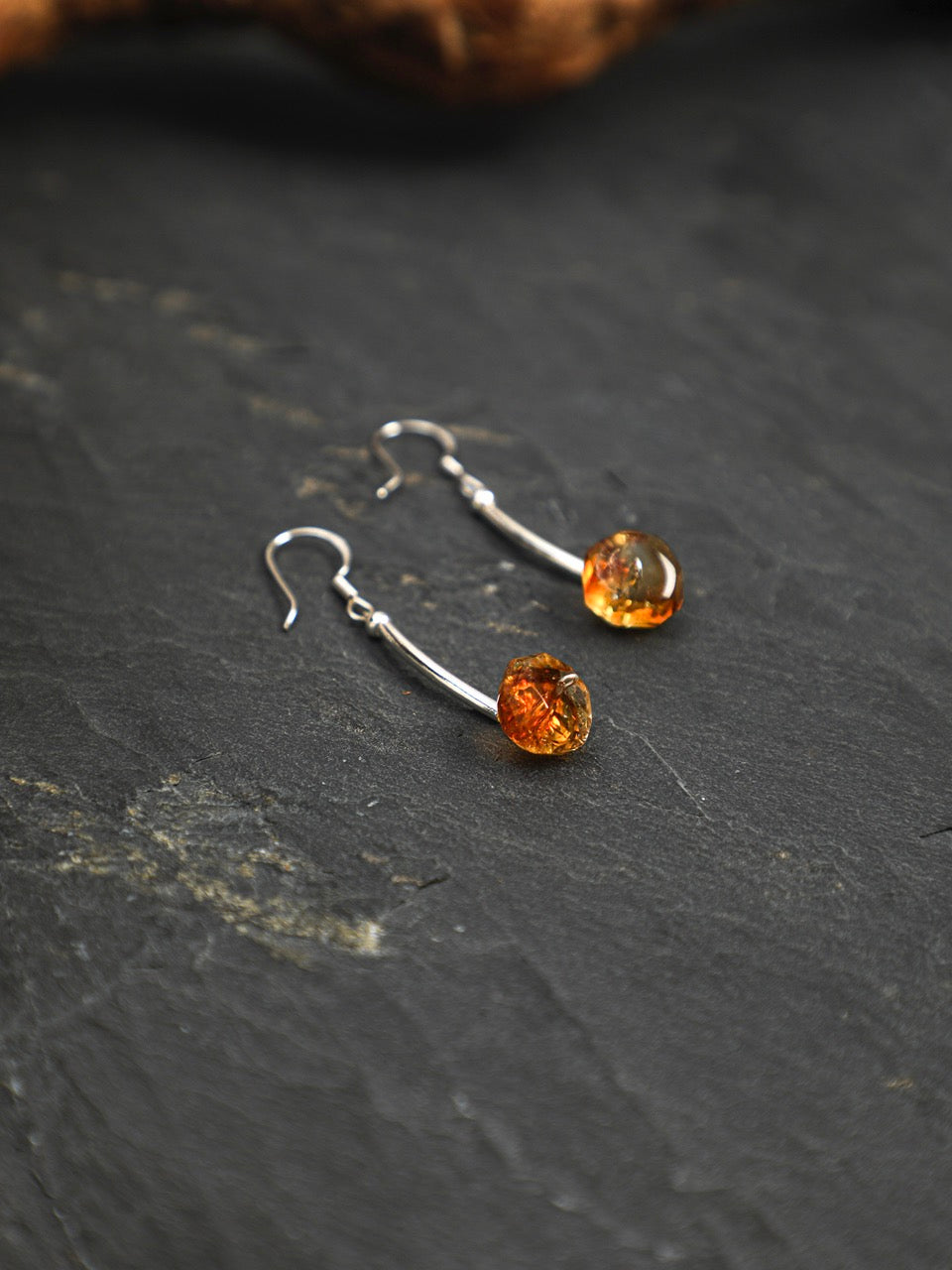 AMBER ARC Faceted Citrine Earrings — SITU mineral jewelry detail