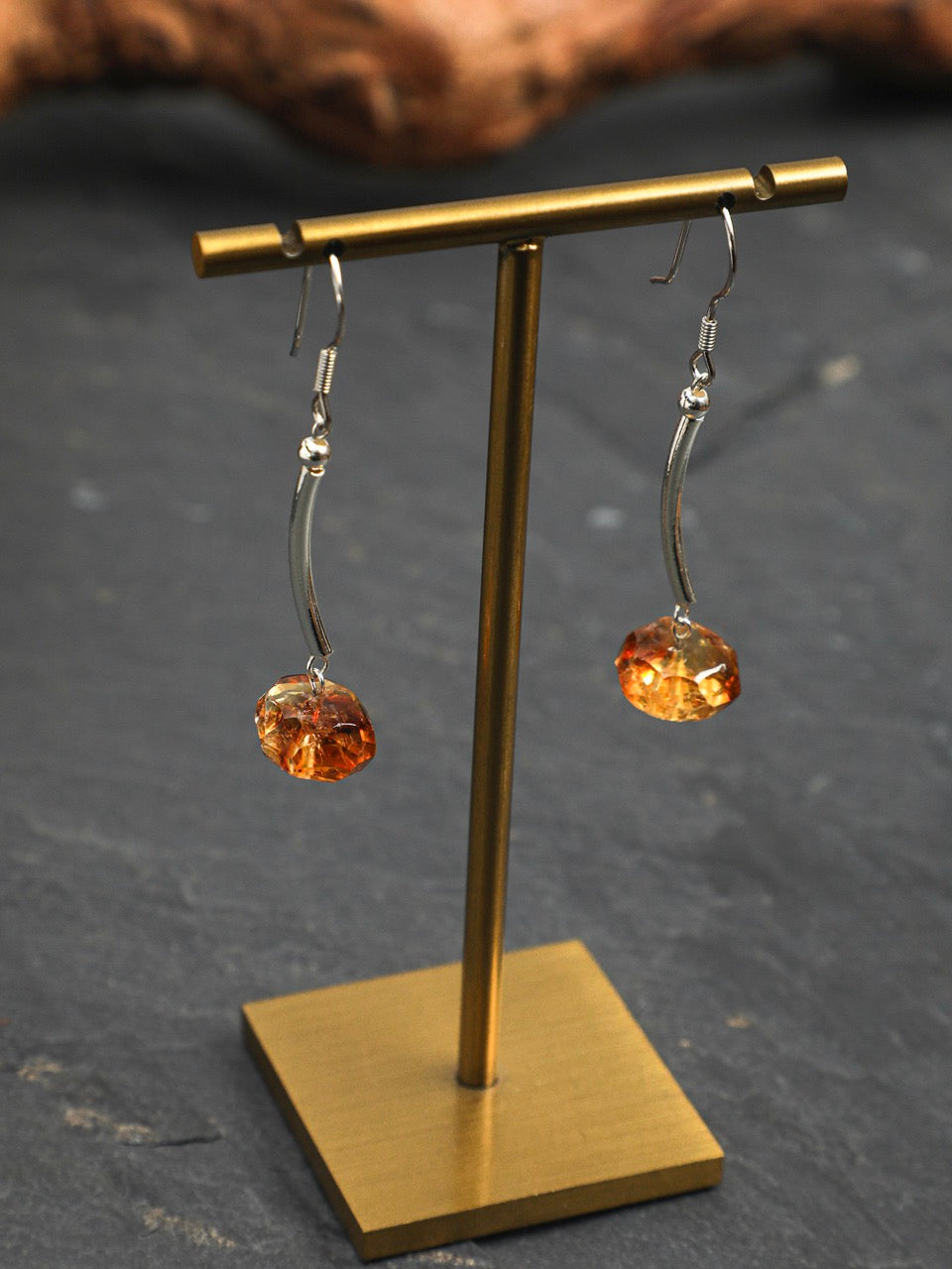 AMBER ARC Faceted Citrine Earrings — SITU mineral jewelry detail