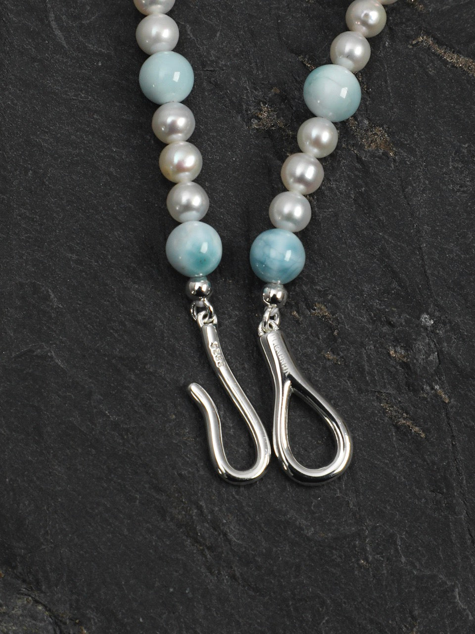 CYAN RIVER Larimar & Crystal Necklace — SITU mineral jewelry detail
