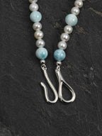 CYAN RIVER Larimar & Crystal Necklace — SITU mineral jewelry detail