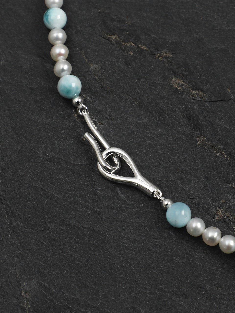 CYAN RIVER Larimar & Crystal Necklace — SITU mineral jewelry detail