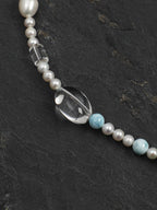 CYAN RIVER Larimar & Crystal Necklace — SITU mineral jewelry detail