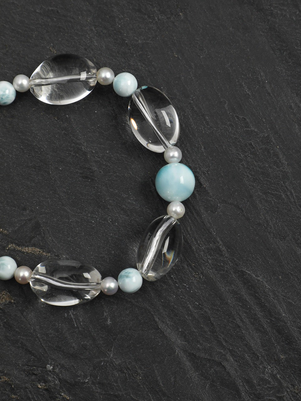 CYAN RIVER Larimar & Quartz Bracelet — SITU mineral jewelry detail