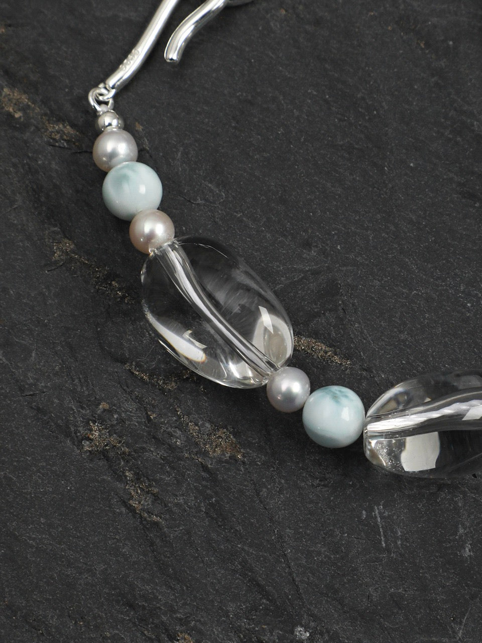 CYAN RIVER Larimar & Quartz Bracelet — SITU mineral jewelry detail
