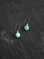 CYAN RIVER Larimar & Pearl Earrings — SITU mineral jewelry detail