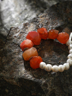 BLAZING VEIN Red Agate & Pearl Bracelet — SITU mineral jewelry detail