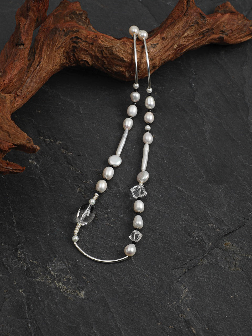 STARK INK Clear Quartz & Tourmaline Necklace — SITU mineral jewelry detail