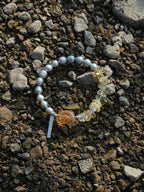 AMBER MIST GLOW Citrine & Grey Pearl Bracelet — SITU mineral jewelry detail