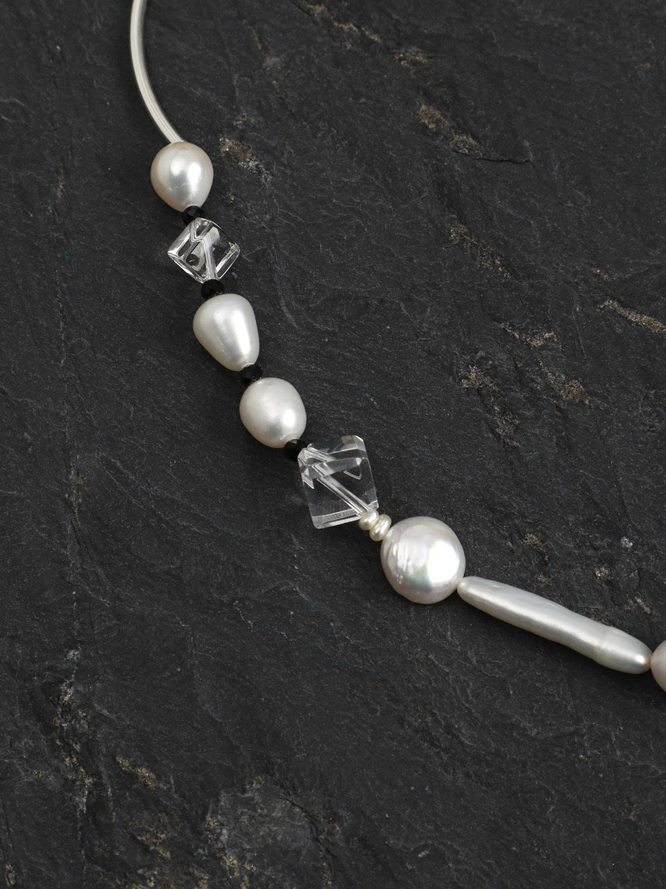 STARK INK Clear Quartz & Tourmaline Necklace — SITU mineral jewelry detail