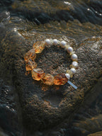AMBER SURGE Citrine & Pearl Bracelet — SITU mineral jewelry detail