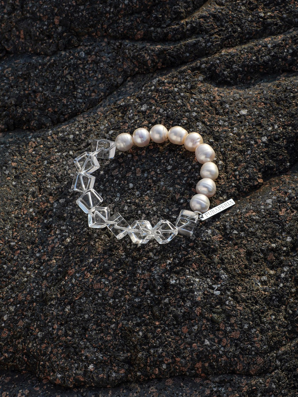 FROST MATRIX Pearl & Clear Quartz Bracelet — SITU mineral jewelry detail