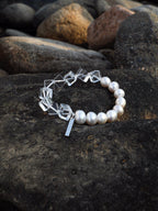 FROST MATRIX Pearl & Clear Quartz Bracelet — SITU mineral jewelry detail