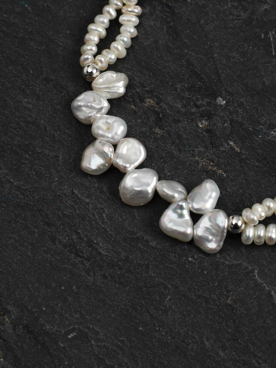 SURF STACK Baroque Pearl & Clear Quartz Bracelet — SITU mineral jewelry detail