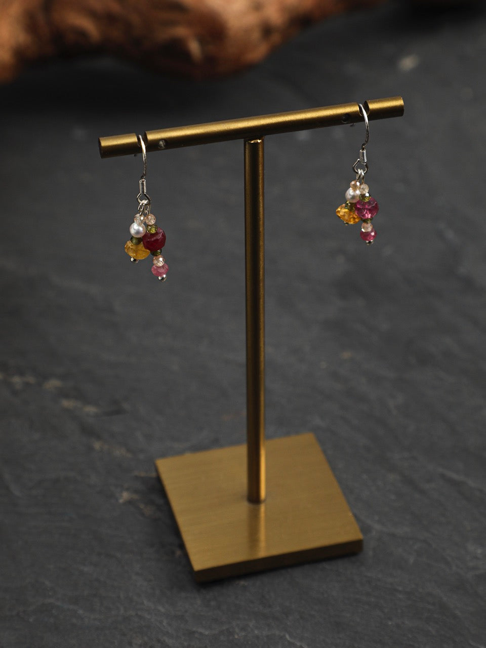 IRIS VINE Mixed Gemstone Earrings — SITU mineral jewelry detail
