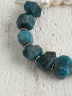 DEPTH RIPPLE Blue Apatite & Pearl Bracelet — SITU mineral jewelry detail