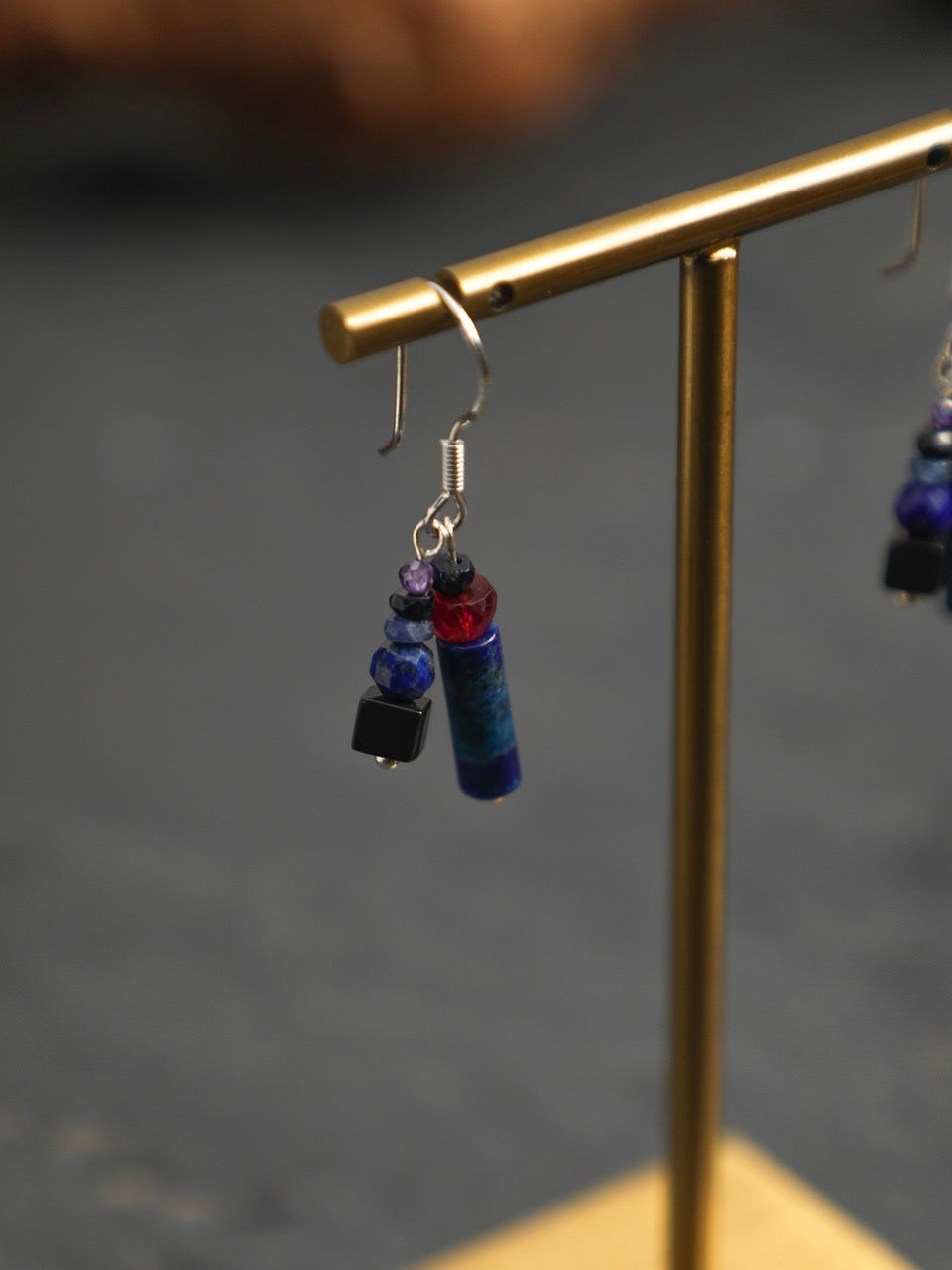 LAZULI VINE Lapis & Mixed Gemstone Earrings — SITU mineral jewelry detail