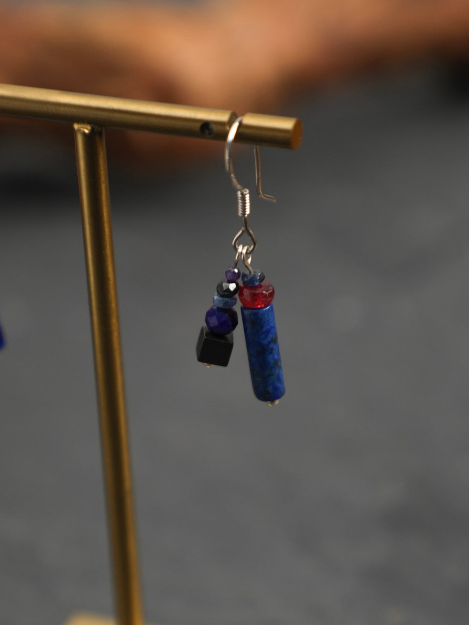 LAZULI VINE Lapis & Mixed Gemstone Earrings — SITU mineral jewelry detail