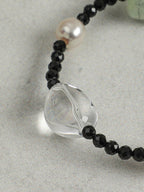 EMERALD & OBSIDIAN GLOW Multi-Stone Bracelet — SITU mineral jewelry detail