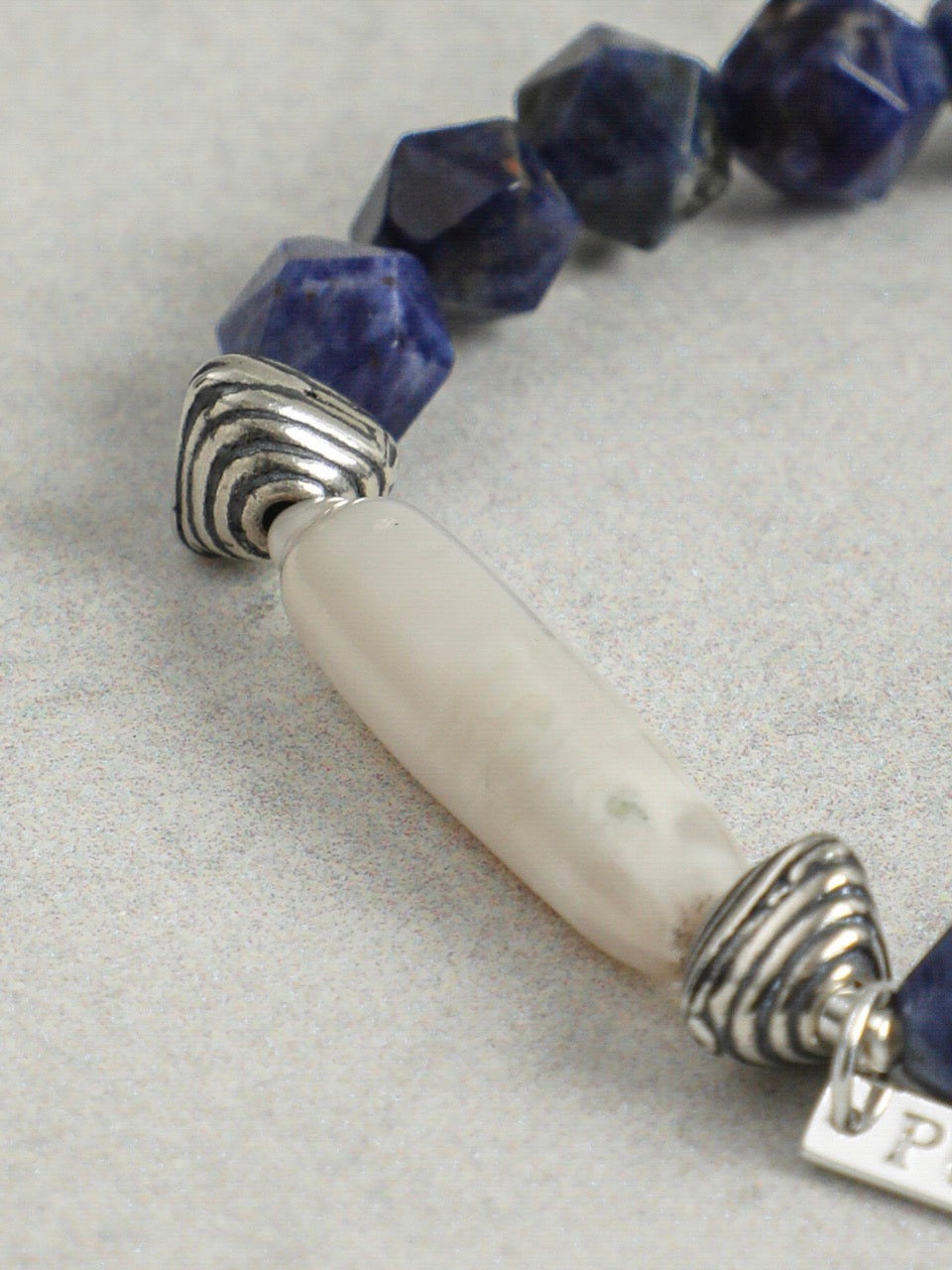 CYAN EROSION Stick Pearl & Sodalite Bracelet — SITU mineral jewelry detail