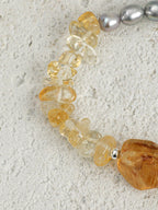 AMBER MIST GLOW Citrine & Grey Pearl Bracelet — SITU mineral jewelry detail