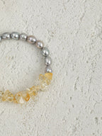 AMBER MIST GLOW Citrine & Grey Pearl Bracelet — SITU mineral jewelry detail