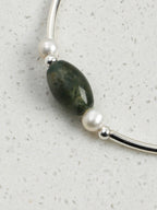 MOSS ROCK Moss Agate & Pearl Bracelet — SITU mineral jewelry detail