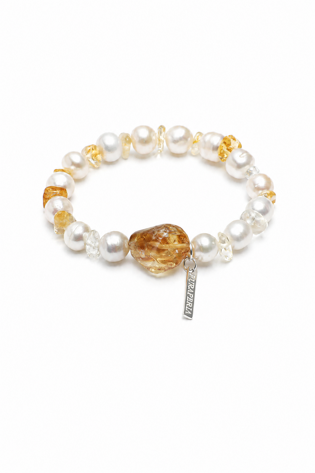 AMBER SCAR Citrine & Pearl Bracelet by SITU — natural stone sterling silver jewelry