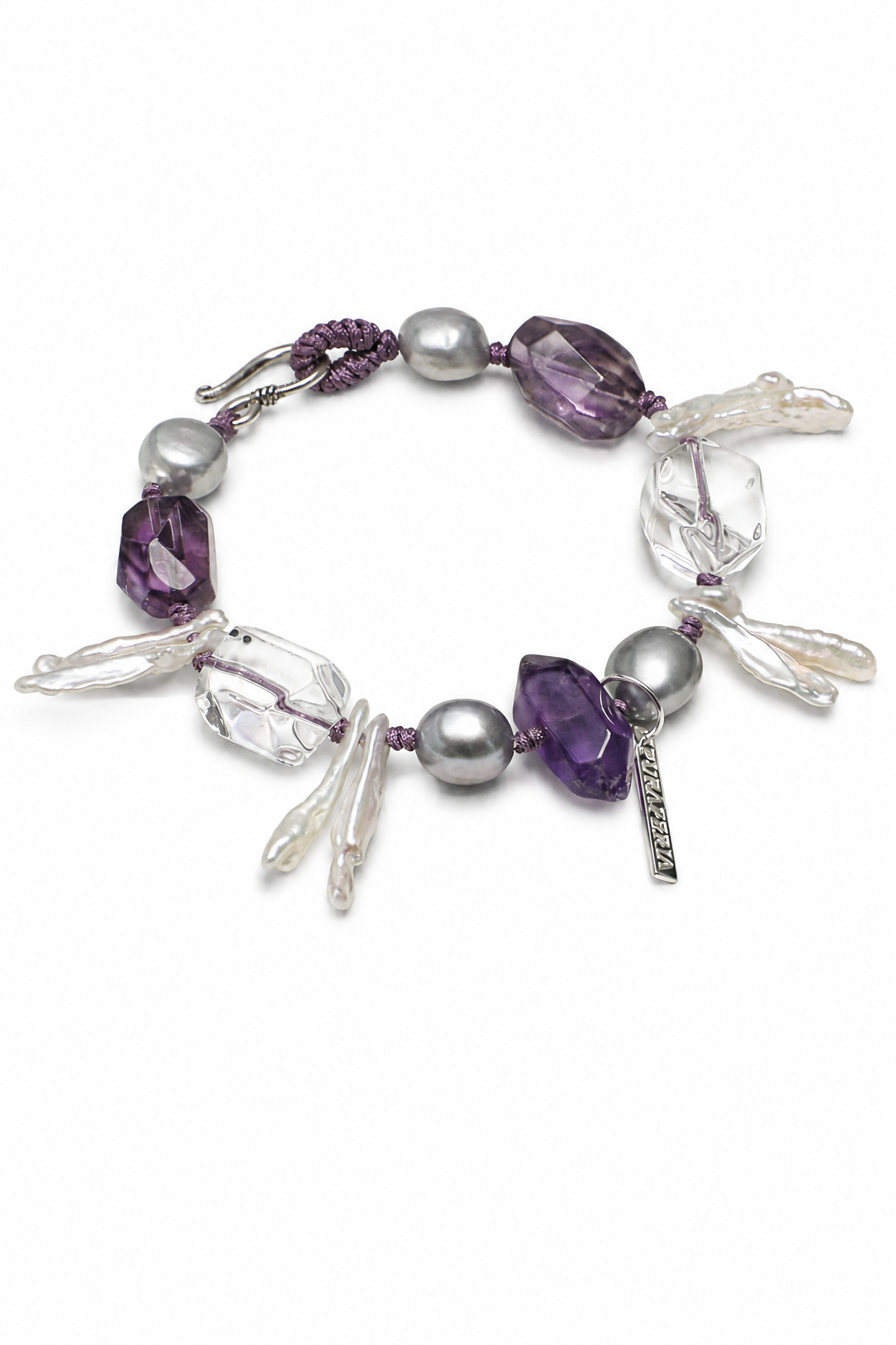 VIOLET SURGE Amethyst & Baroque Pearl Bracelet by SITU — natural stone sterling silver jewelry