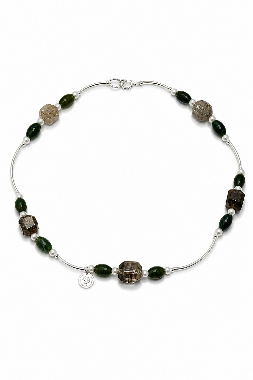 FOREST ROCK Phantom Quartz & Moss Agate Necklace by SITU — natural stone sterling silver jewelry