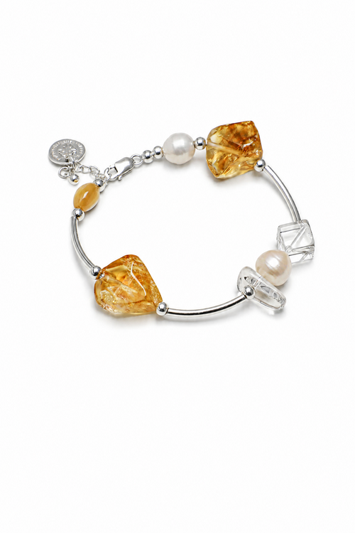 AMBER EDGE Citrine & Quartz Bracelet by SITU — natural stone sterling silver jewelry