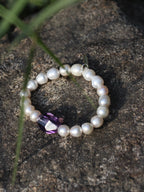 VIOLET PERSPECTIVE Amethyst & Pearl Bracelet — SITU mineral jewelry detail