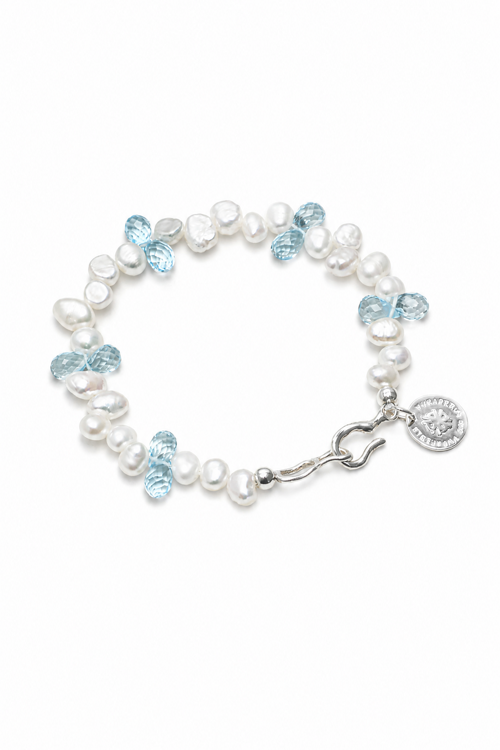 LUCENT RIPPLE Blue Topaz & Pearl Bracelet by SITU — natural stone sterling silver jewelry