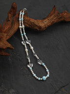 CYAN RIVER · Larimar & Crystal Necklace