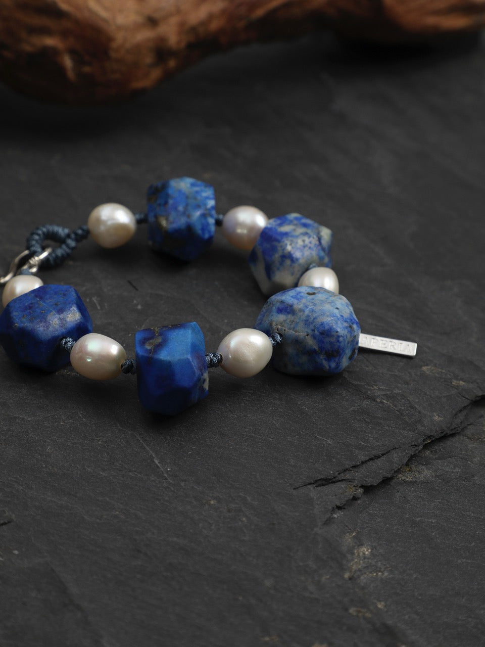 DEEP AZURE · Lapis & Pearl Bracelet