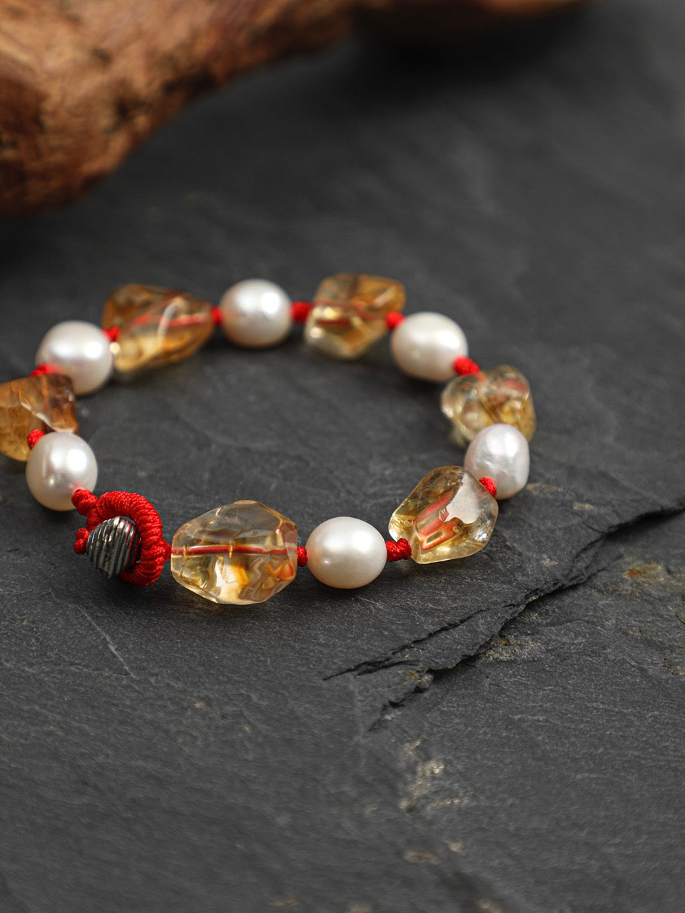 AMBER TETHER · Citrine & Pearl Bracelet