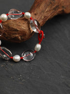 RED LATITUDE · Clear Quartz & Pearl Bracelet
