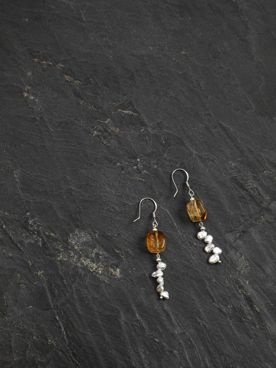 AMBER TRACE · Citrine & Pearl Earrings