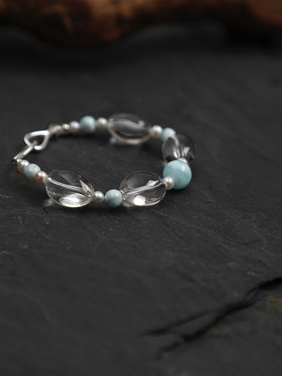 CYAN RIVER · Larimar & Quartz Bracelet