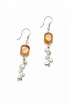 AMBER TRACE Citrine & Pearl Earrings by SITU — natural stone sterling silver jewelry