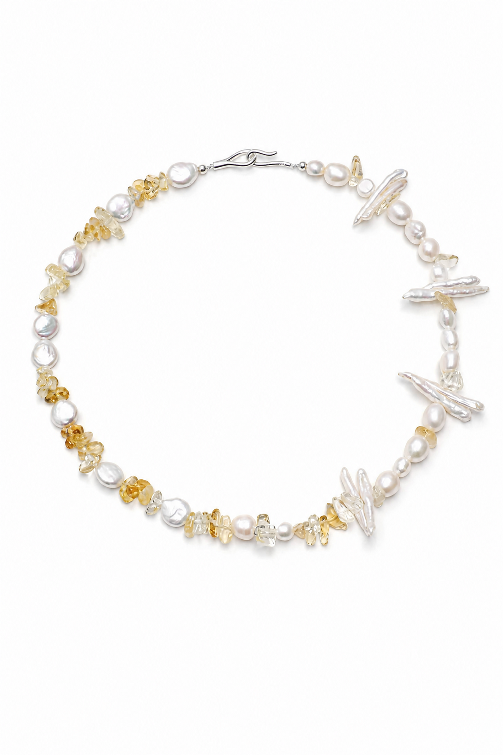 GOLDEN HARVEST Citrine & Baroque Pearl Necklace by SITU — natural stone sterling silver jewelry