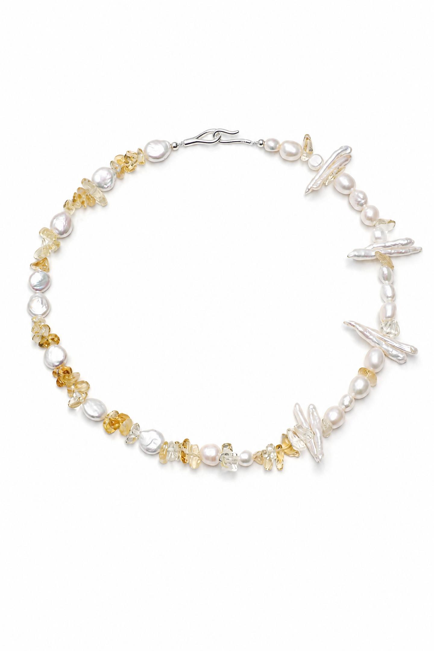 GOLDEN HARVEST Citrine & Baroque Pearl Necklace by SITU — natural stone sterling silver jewelry