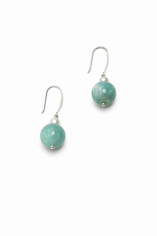 AMAZON DROP Amazonite Sphere Earrings by SITU — natural stone sterling silver jewelry